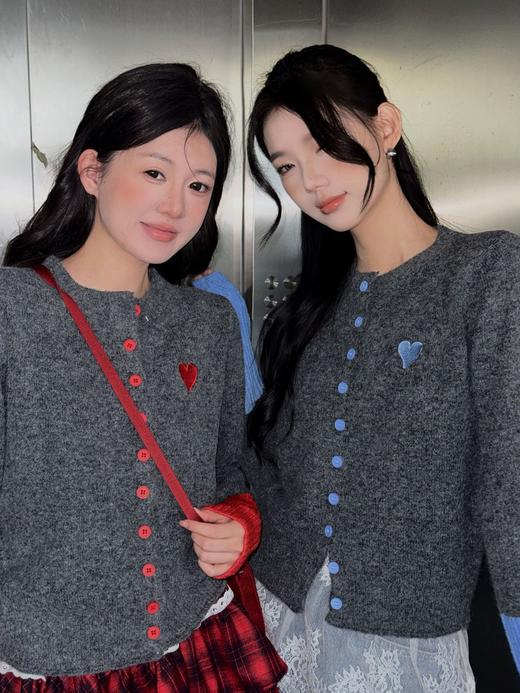 【YW】无忧购韩系拼接撞色爱心logo软糯开衫针织毛衣1918(截单后7天发货) 商品图4