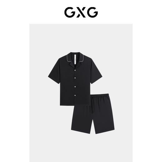 GXG男士家居服轻薄肌理感短袖短裤睡衣男翻领居家套装季热卖 商品图4