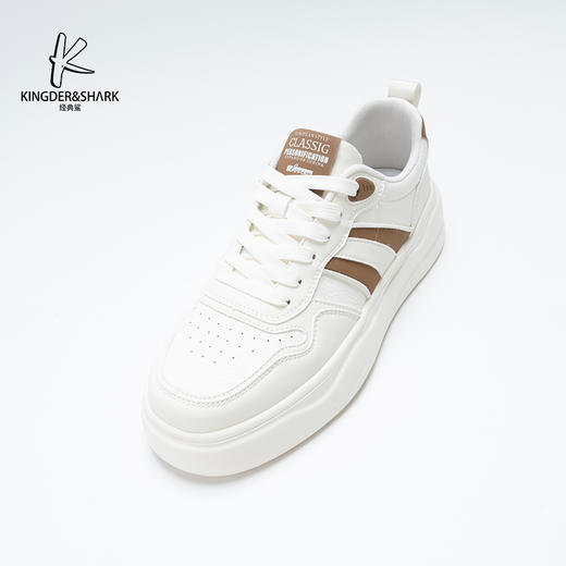 经典鲨2025年春季新品男士韩版时尚拼色平底系带小白鞋休闲鞋KF11-513011 商品图4