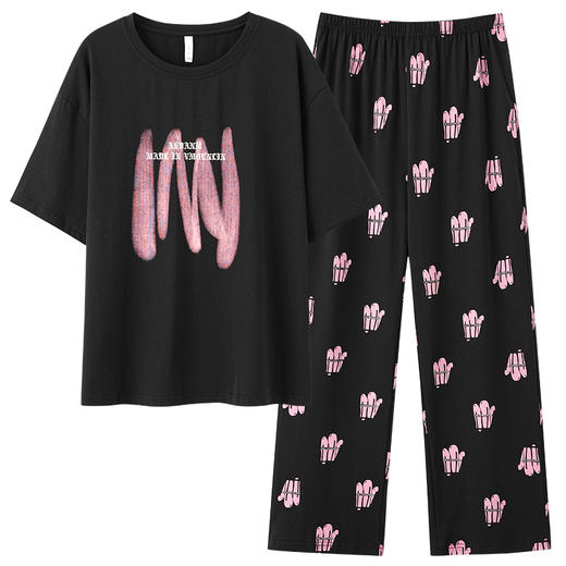 【抗菌新疆棉】自然醒「浪漫月光」情侣大码睡衣女纯棉夏季凉感时尚字母套装男200斤两件套家居服薄JLM 商品图9