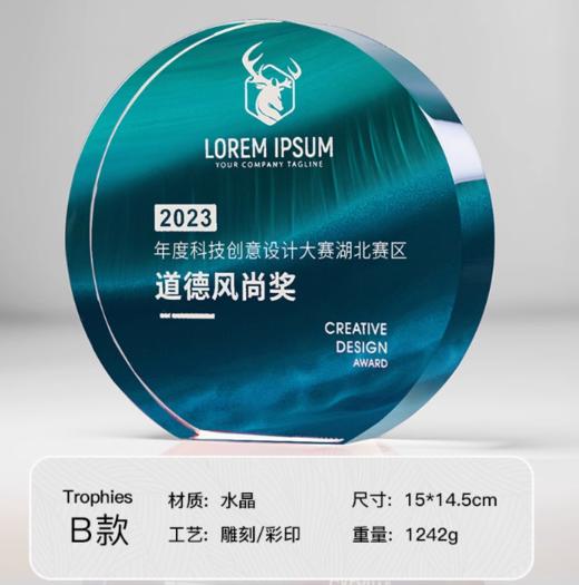 水晶奖杯定制定做高档创意彩印刻字荣誉奖牌年会优秀员工颁奖订制 商品图5