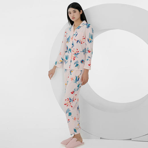 I'd爱帝女士针织纯棉印花长袖居服服套装 商品图8