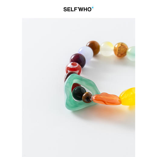 SELFWHO彩色玻璃石头树脂珠子手链女款2025夏新款手串珠小众手饰 商品图1