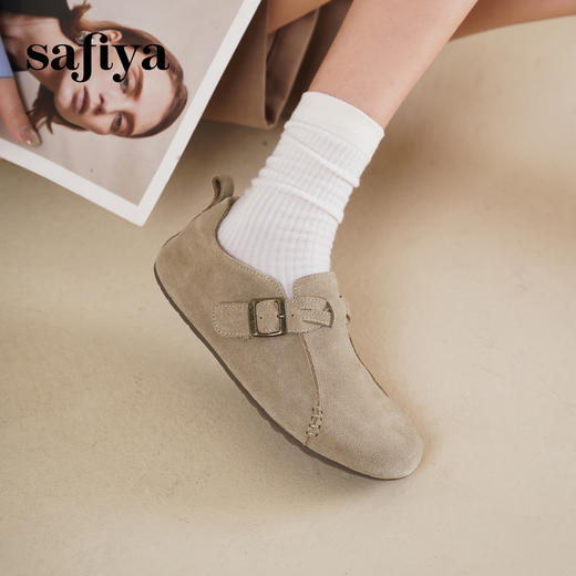 预售10天|Safiya/索菲娅2025春新款复古勃肯鞋深口懒人软底单鞋SFD1112272 商品图5