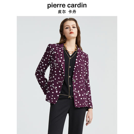 皮尔卡丹女装时尚干练LOGO印花修身西服外套P4339U4975Z3 商品图1