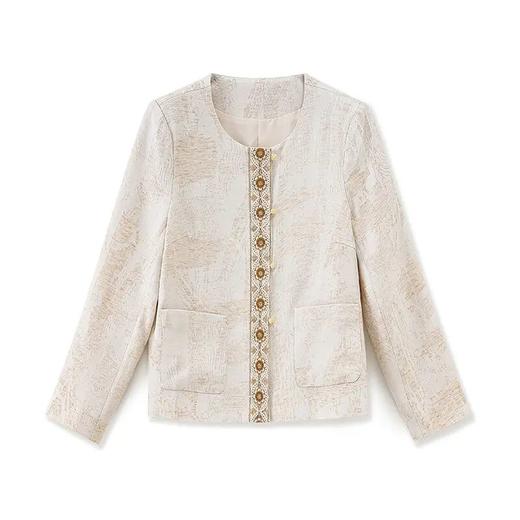 【高货wl】全新升级【铂金会员349/天猫469/差价120】(11814) 洛诗琳25新款民族风图案提花人丝麻高级感外套女精致上衣 商品图4