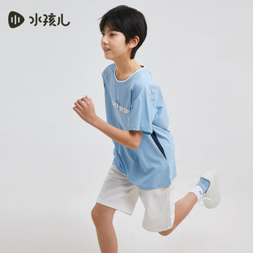 水孩儿童装儿童凉感T恤夏季新款短袖圆领衫男童透气女童轻薄运动上衣 商品图4