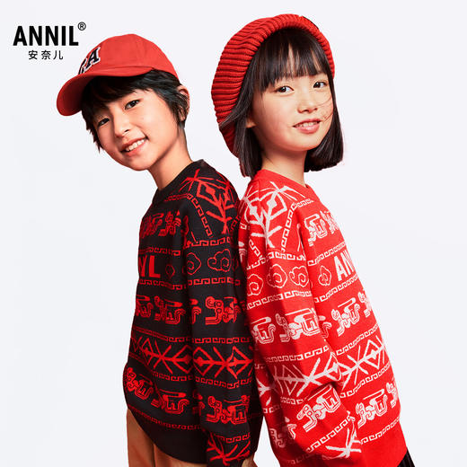 男女童圆领长袖针织衫春季新款安奈儿童装EM514008 商品图1
