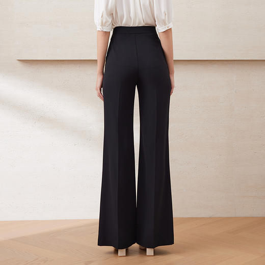 EITIE爱特爱高腰显瘦时尚微喇垂坠黑色百搭休闲裤夏季新款B2505604 商品图4