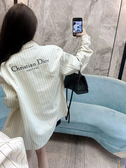 Dior 人字纹条纹刺绣衬衫 商品图0