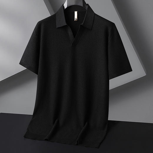 【桑蚕丝】【DG】大依优型大码针织衫V领短袖T恤半袖男大码含桑蚕丝剪刀领上衣夏季新款宽松T恤 商品图1