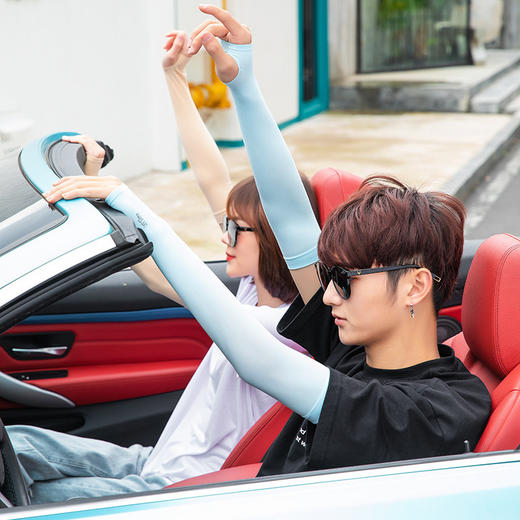 9.9买一送一 韩版夏季冰袖防晒袖套跑男骑行手套户外薄款冰丝冰袖女 商品图2