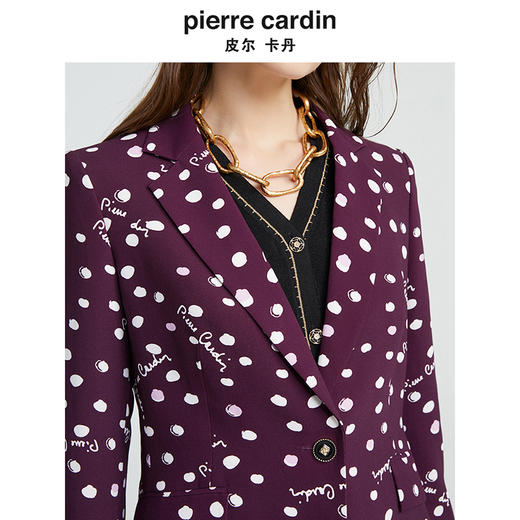 皮尔卡丹女装时尚干练LOGO印花修身西服外套P4339U4975Z3 商品图4