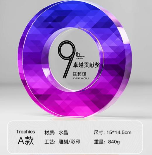 水晶奖杯定制定做高档创意彩印刻字荣誉奖牌年会优秀员工颁奖订制 商品图0