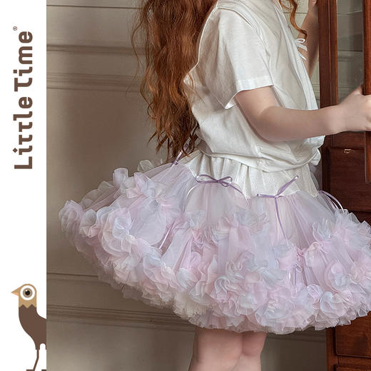 Littletime女童半身裙2025新款夏装小女孩公主风立体网纱tutu半裙 商品图0
