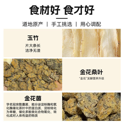 【粮药LY】 玉叶金花茶 金花菌发酵 玉竹金花桑叶口干糖降【4.5克*10袋】 商品图3