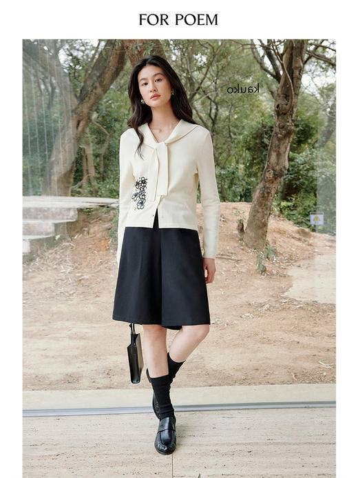 ForPoem 现货 25/SS原创设计橡筋蕾丝花边休闲阔腿百搭中裤 商品图4