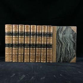 1856年 查尔斯·奈特《英格兰通俗史》（全8卷） 数百幅版画插图 真皮精装大32开