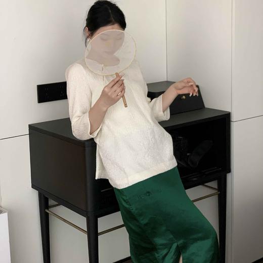 顺丰包邮洛诗琳34049春夏新中式羊毛混纺提花盘扣国风上衣11088 商品图1