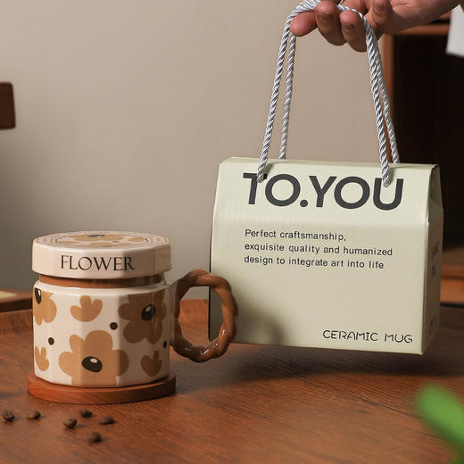 【让喝水变得更有趣】创意复古陶瓷马克杯高颜值网红喝水杯轻奢伴手礼带盖咖啡杯个性杯。ry 商品图4