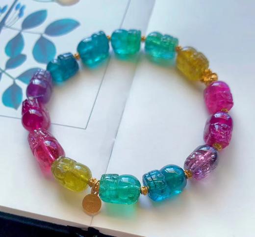 7mm-8mm单圈彩虹碧玺貔貅手链 商品图1