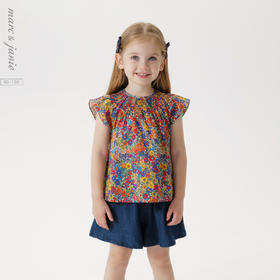 【马克珍妮 芦芙】夏装新款 女童盛夏花园纯棉短袖套装230031