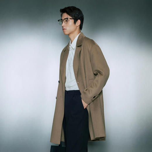 GXG男装 基础经典款多色宽松休闲长款大衣外套 冬季热卖气质大衣 商品图4