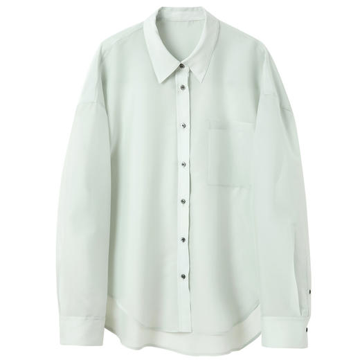 三彩2025春季新款醋酸衬衫翻领宽松衬衣轻薄开衫外套简约S 商品图4