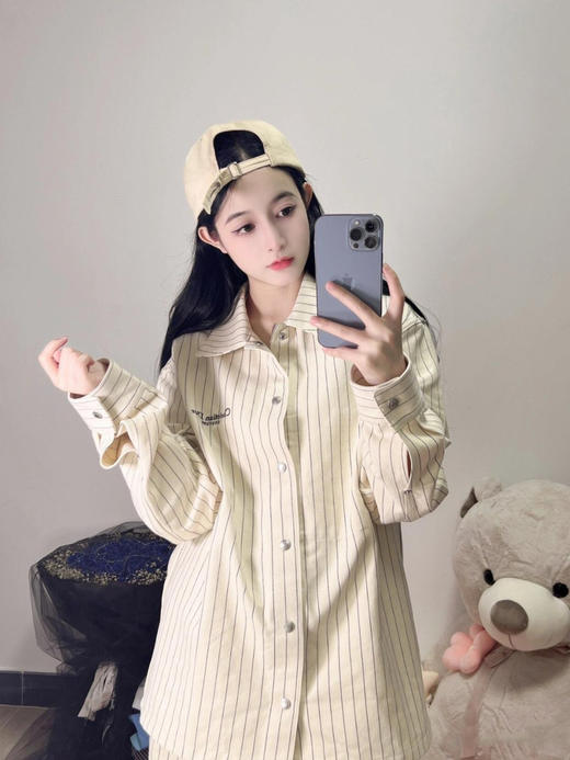 Dior 人字纹条纹刺绣衬衫 商品图1