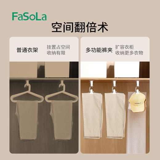 FaSoLa多功能带挂钩夹子家用无痕裤架不锈钢裤子晾晒夹便携裤夹 商品图6