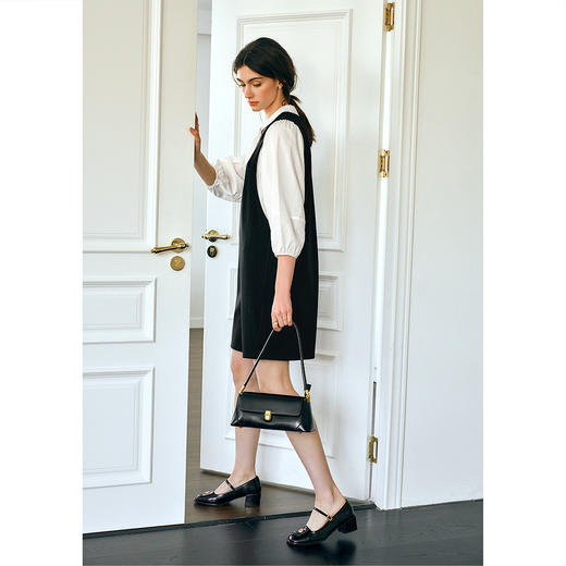 欧芮儿2025新款夏季假两件设计感高级直筒显瘦气质名媛连衣裙女 商品图3