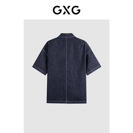 GXG夏季热卖休闲明线简约男士牛仔衬衫短袖衬衫男 商品图1