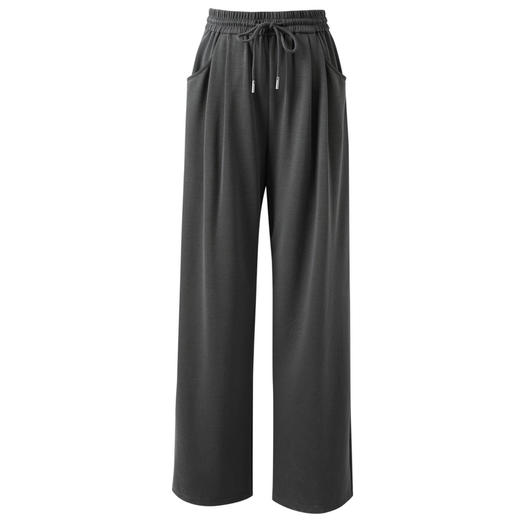 三彩2025春季新款休闲裤松紧高腰空气层宽松窄版阔腿裤长裤M 商品图4