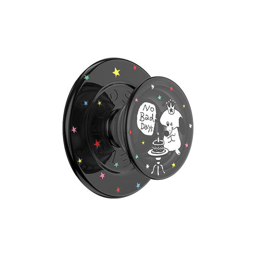 【微微日常】小狗星星夜 MAGSAFE磁吸手机气囊支架 Round圆啪嗒系列 黑色 狗 卡通 商品图0