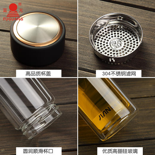 【食品级双层玻璃杯】男女创意便携 水杯泡茶杯子大容量耐热带盖。ry 商品图2