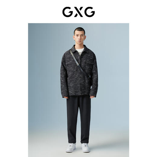 GXG男装 黑色翻领夹克 秋季热卖极简未来系列夹克 商品图1