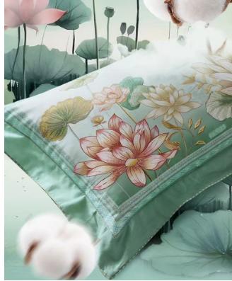 富安娜国绣独幅床单四件\国色系列·青荷映日 商品图1