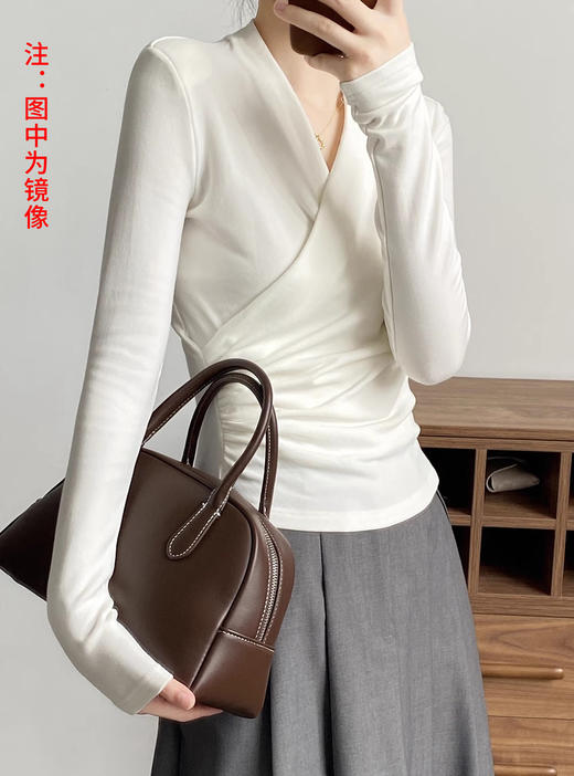 裁缝学苑AS444设计感V领长袖T恤纸样女装交叉法式上衣打底衫内搭样板版型 商品图5