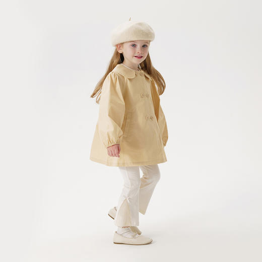 马克珍妮女童娃娃领灯笼袖风衣儿童纯棉外套2024年春装新款240057 商品图2