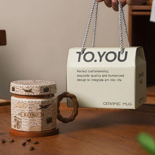 【让喝水变得更有趣】创意复古陶瓷马克杯高颜值网红喝水杯轻奢伴手礼带盖咖啡杯个性杯。ry 商品图7