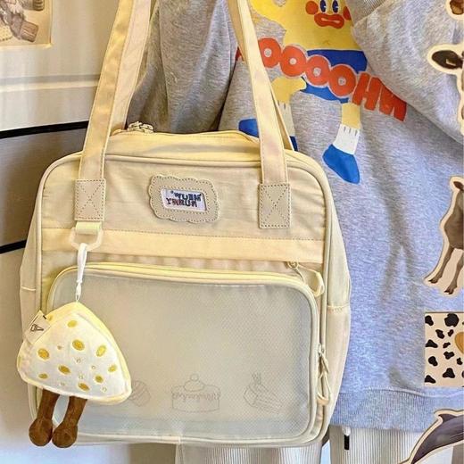 日系女大容量手提包单肩甜美风学生透明斜跨补习书包卡通可爱痛包 商品图0