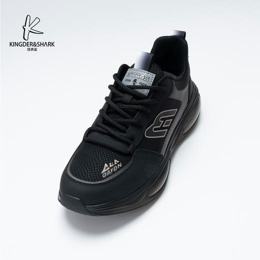 经典鲨2025年春季新款男士黑色百搭系带休闲跑步鞋KW222-513031 商品图4