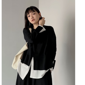 热卖中~ 【 银泰线下专柜同品牌 OURWE 】慵懒百搭天丝亚麻假两件卫衣