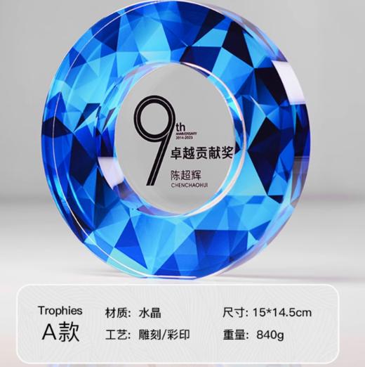 水晶奖杯定制定做高档创意彩印刻字荣誉奖牌年会优秀员工颁奖订制 商品图4