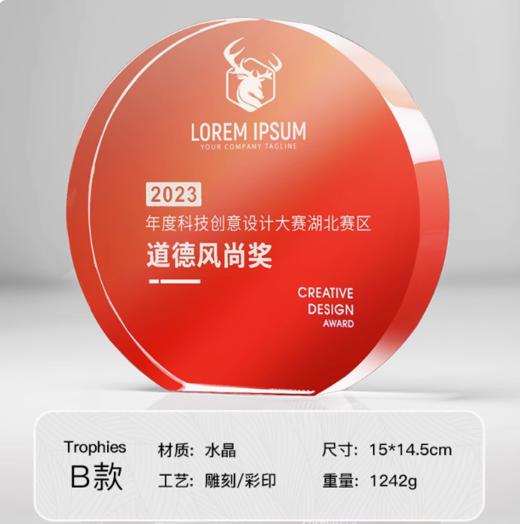 水晶奖杯定制定做高档创意彩印刻字荣誉奖牌年会优秀员工颁奖订制 商品图2