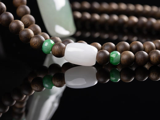 XY0027原创沉香diy飘色翡翠大竹节挂件 商品图5