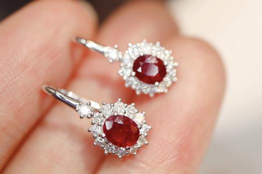 0.85ct刻面红宝石耳坠 商品图0