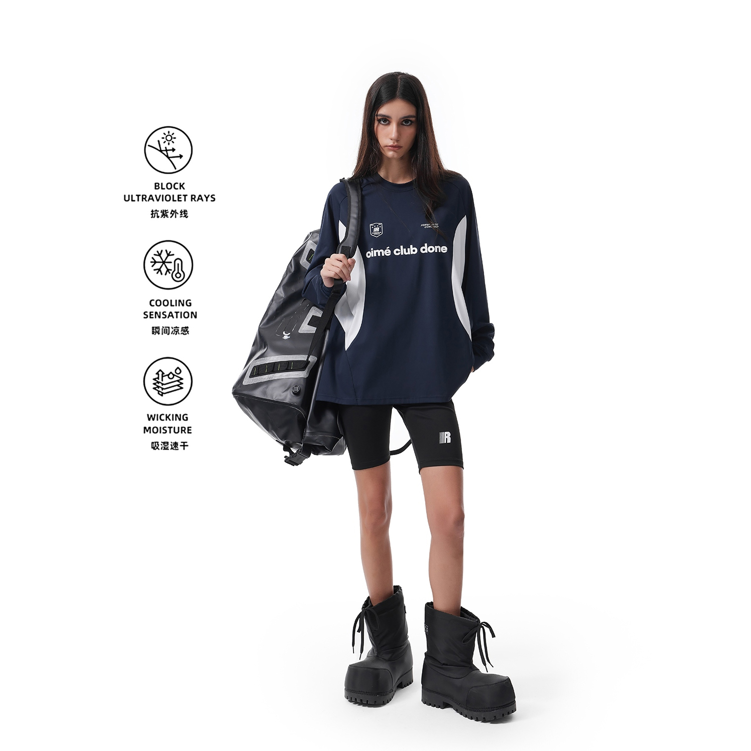 【积分超值购】FDR官方店 徽章拼接速干长袖t恤男女凉感运动骑行球衣宽松训练服