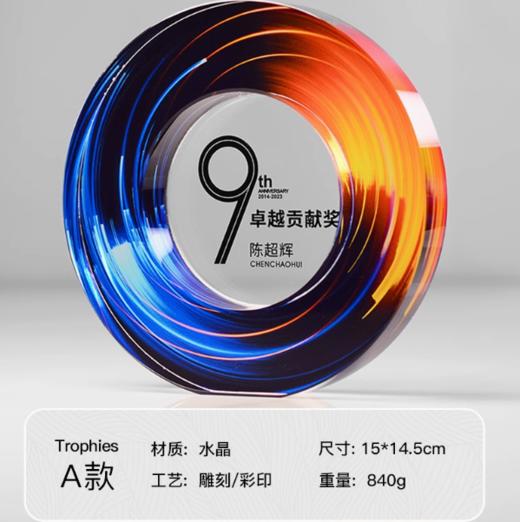水晶奖杯定制定做高档创意彩印刻字荣誉奖牌年会优秀员工颁奖订制 商品图2