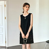 OLrain欧芮儿法式黑色连衣裙女春季2025年新款无袖拼接亮片短裙 商品缩略图0